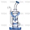 12 inch Blue Purple Unquie Shisha Bubbler Dab Rigs Recyler Glass Water Bong New Arrvial fab egg Smoking Bong with 14 mm banger