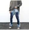 Jeans a zampa di elefante Jeans streetwear Jeans a gamba larga da uomo Pantaloni in denim slim fit blu lavaggio pesante Hip Hop da uomo303K