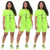 2022 Women Sports Tracksuits Letter Print Two Piece Short Pants Set Jogging Suit Short Sleeve Tops And Shorts Outfits