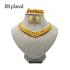 Nigeria Dubai Guldfärg Smycken Satser Afrikanska Bröllop Bröllopsgåvor Party För Kvinnor Armband Halsband Örhängen Ring Set Collares 220105