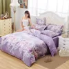 Solstice Purple Pastoral Flowers Style 4pcs Juego de cama Sábana de algodón Funda nórdica Funda de almohada Ropa de cama Ropa de cama Y200417