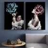 Paintings Nordic Nude Naked Women Feather Figure Canvas Painting Sexy Girls Flower Abstract Poster Wall Art Pictures For Living Room Decor