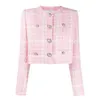 Rosa Plaid Woven Woolen Women Jacket Coat 2021 Höst Vinter Anpassad Tyg Diamant Knapp Kort Jackor Coats Kvinnor Hög kvalitet1