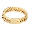 215mm bracelete banhado a ouro para homens de aço inoxidável Cuba link corrente pulseiras rap hip-hop mens moda jóias