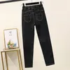 Jeans Woman High Waist Plus Size Stitching Elastic Casual Full Length Denim Black Harem Pants LJ201013