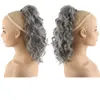 灰色の髪のボディーウェーブラップドローストリングポニーテールヘアーピースシルバーグレーの実際の髪のポニーテールのための柔らかいそして天然の1pcs 120g140g100g
