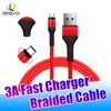 3A Szybka ładowarka USB C Synchronizacja danych kablowych Szybkie ładowanie Nylon Braided kable do iPhone'a 15 Samsung S24 Android Telefone Izeso