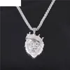 Colliers pendants Otoky Mens Full Iced Out Rhinestone Lion Tag Cubain Chaîne Hip Hop Collier Jan24223