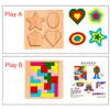Drewniane zabawki geometryczne kształty poznawcze Montessori Puzzle Board 3D Tangram Math Jigsaw Game Uczenie się zabawki edukacyjne dla dzieci prezenty
