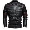 Jaqueta de café com jaqueta de couro de café masculina jaqueta de motocicleta de rua de streetwear casaco slim fit outono casaco de inverno lined 201114