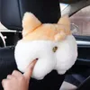 Caja de pañuelos creativa Corgi Ass, caja de servilletas de papel de dibujos animados suaves, cajas de papel de animales bonitos para coche, servilletero encantador para asiento de coche