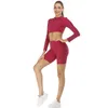Zomer vitale naadloze sportpak vrouwelijke gym workout kleding fitness shorts crop top top high taille yoga korte leggings pakken t200605