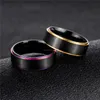 Fashion Gold Side Black Stainless Steel rings band finger Wedding Ring Jewelry for Women Men Gift Will and Sandy