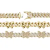 8MM 4 Colors Butterfly Cuban Link Chain Bracelet Personalized Rose Gold Iced Out Cubic Zirconia Bangle Bracelets Hip Hop Rock Charms Jewelry For Women Gift Bijoux