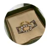 Stylish Diamond Double Letter Ring Rhinestone Designer Open Rings Shiny Crystal La Bague Couple Anello With Gift Box229c
