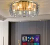 LED Ceiling Light Smoke/Amber Glass Postmodern Simple Panel Lamp For Living Room Bedroom Kitchen Indoor Deco Round Fixtures E14