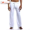 Hnmchief mens siden satin pyjamas pyjamas byxor herrar lounge byxa låg midja mode sexig lös hala sömnbotten gratis 201109