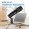 USB-mikrofon, metallkondensor inspelning av mikrofon för bärbar dator Mac eller Windows-kardioidstudio inspelnings sång, streaming sändning