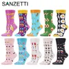 SANZETTI Neue Damensocken Lustige bunte gekämmte Baumwolle Zuhause Bequeme Donut-Eiscreme Frische Fee Hochzeitsgeschenk Partysocken 201109