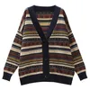 retro cardigan jacquard v-neck long-sleeved sweater jacket autumn casual all-match single-breasted knitted cardigan women 201223