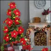 Christmas Decorations Festive & Party Supplies Home Garden 2M 10Led Artificial Poinsettia Flowers Garland String Lights Xmas Tree Ornaments