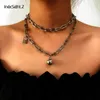 Ingesight z 2pcs Ustaw wielowarstwowy vintage kempla kulki wisiorka Naszyjnik Punk Choker Naszyjnik dla kobiet biżuteria 252L