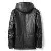 Mens Down Jacket Warm Coats Hooded Thick Overcoat Thermal Winter Parka Men Genuine Leather Snow Jackets Windbreaker Plus Size XXXL