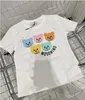 Белые детские летние футболки, хлопковые футболки с вышивкой, 5 красочных футболок с рисунком головы медведя, футболки для мальчиков и девочек, детская футболка, большие размеры 90-130 см
