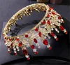 Real vermelho completo redondo coroa strass tiara casamento nupcial feminino moda acessórios de cabelo cristal azul verde prata ouro headpiece7000668