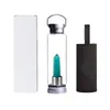 31 Farben 550 ml natürliche Kristallquarz-Edelstein-Wasserflasche mit Reiki-Wellness-Obelisk-Stab, heilende Energie, Glasbecher