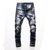 Tops homens rasgados jeans afligidos designer de moda magro fit lavado motocycle homens jeans calças de denim painéis de hip hop Motocicler Calças NJ7903