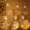 Star Moon Led Gordijn Garland String Light Eid Mubarak Ramadan Decoratie Islam Moslim Party Decor Al Adha Gift 220226240i