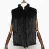 Fashion Striked Real Mink Fur Vest Kvinnor Äkta 100% Naturlig Ärmlös Jacka Varm Ytterkläder 211220