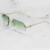 Top Luxury Designer Sunglasses 20% Off Mens Rimless Panther Diamond Cut Stylish Glasses Vintage Driving Shades Gafas