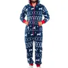 Outono inverno homens quente Natal elk boneco de neve imprimir manga longa pijama jumpsuit lazer algodão sleepwear soft home roupas lj201113