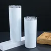 Sublimation Skinny Tumblers 20oz blank white tapered straight skinny cup with lid straw 20oz Stainless steel vacuum mug Sea Shippi2051660