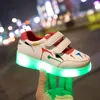 サイズ25-35ライト付き子供用の輝くスニーカー女の子の光る靴底靴子供の男の子USBチャージ照明靴20111313