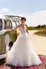 New Designer A Line Wedding Dresses Spaghetti Straps V Neck Lace Beads Beach Bridal Gowns Open Back Sweep Train Bohemian Wedding Dress