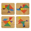 Renkli Ahşap Tangram 7 Adet / takım Yapboz Kare Blok IQ Oyun Akıllı Eğitici Oyuncaklar Çocuklar için En Iyi Hediyeler ZYY423