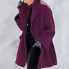 Женская шерсть смешивает осенью и зимние свободные офисные пальто куртки женщин повседневная твердое ветровка с длинным рукавом верхняя одежда вершины abrigos para m m