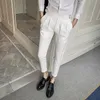 Новые белые свадебные брюки для мужчин Бизнес костюм BANG SUSSUSION SLIM FIT FORBAL Forglish Брюки Pantalon Costume Мужские брюки 201027