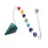 Healing Reiki Pendulum Pendant för att dämpa natursten Crystal Red Agates Circular Cone Charm Pendants Pendule Divination