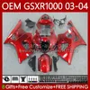 Тело для инъекций пресс-формы для Suzuki GSX-R1000 GSXR 1000 CC GSXR-1000 K 3 2003-2004 кузова 67NO.48 K3 1000CC GSXR1000 03 04 GSX R1000 2003 2004 OEM Обтекивает все красные темные