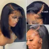 150% Density Bob Wig Lace Front Brazilian Human Hair Wigs for Black Women Pre Plucked Short Natural 13x4 Straight HD Full Frontal Closure Wig