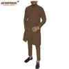 Afrikalı erkek giyim 2 adet set dashiki ceket ceket ankara pantolon takım elbise kabile eşofman cep mumu afripride A1916035 201109