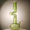 17 inch Unique Bent Pipe Oil Dab Rigs Glass Bong Hookahs 7mm Thick 18mm Female Joint With Bowl & Diffused Downstem Water Pipes LXMD20103