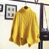 Hauts tricotés en automne hiver pull coréen femmes plat tricoté pulls à col roulé pull oversize 201224