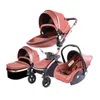 Strollers# hoogwaardige babystoller 3 in 1 kinderwagen landschap vouw pu lederen kinderwagen koets auto geboren duwtje