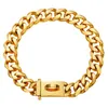 Ketten 15mm Gold Halsband Halskette für Haustier Hund Starke Edelstahl Metallglieder Slip Chain Training Große Rassen-Rottweiler2571