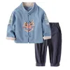 Mudkingdom Chłopcy Dziewczyny Wyposażenie Chiński Rok Odzież Koszulki Kostium Tang Kurtka Płaszcze i Spodnie Dostosowy Zestawy odzieżowe dla dzieci 220218